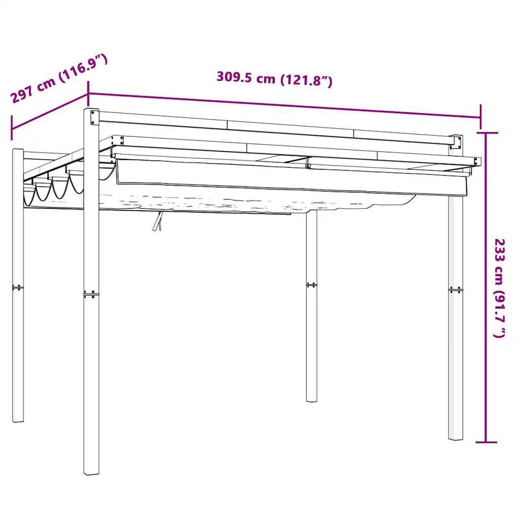 vidaXL Gazebo Giardino con Tetto Retrattile Antracite 3x3 m Alluminio