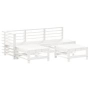 Set Salotto da Giardino 5 pz | Set di Mobili da Esterno Bianco in Legno Massello di Pino