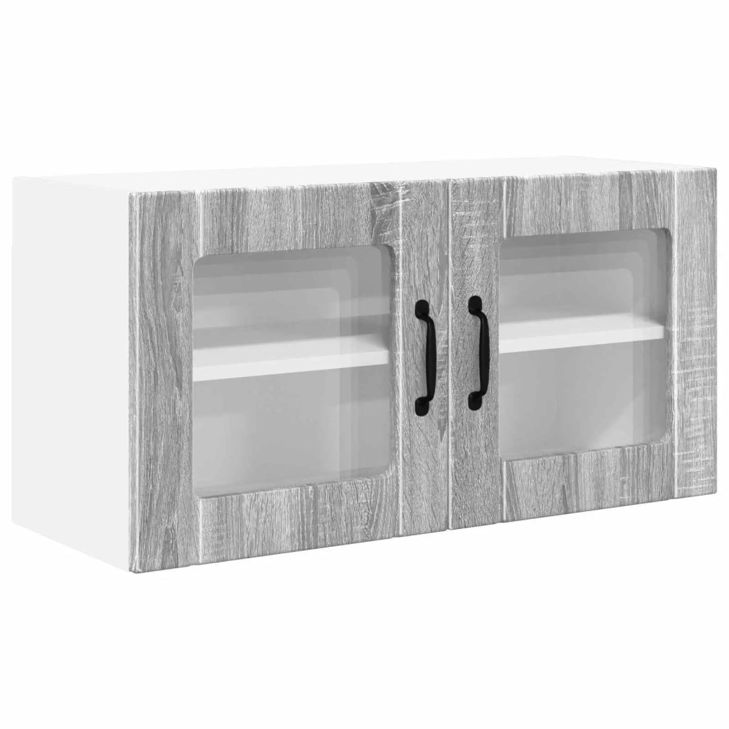 Pensile da cucina | Mobile in vetro da parete PORTO Grigio Sonoma 80 x 31 x 40 cm