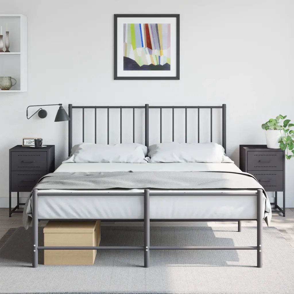 Set di 2 Comodini | Armadio da Notte | Mobiletto da notte Neri 36x39x60,5 cm in Acciaio