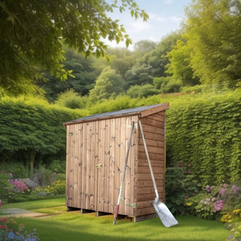 Casetta da giardino in legno termo-trattato 19 mm 163x72 cm – ripostiglio compatto con pavimento e 2 ripiani – THE1708.01N Foresta