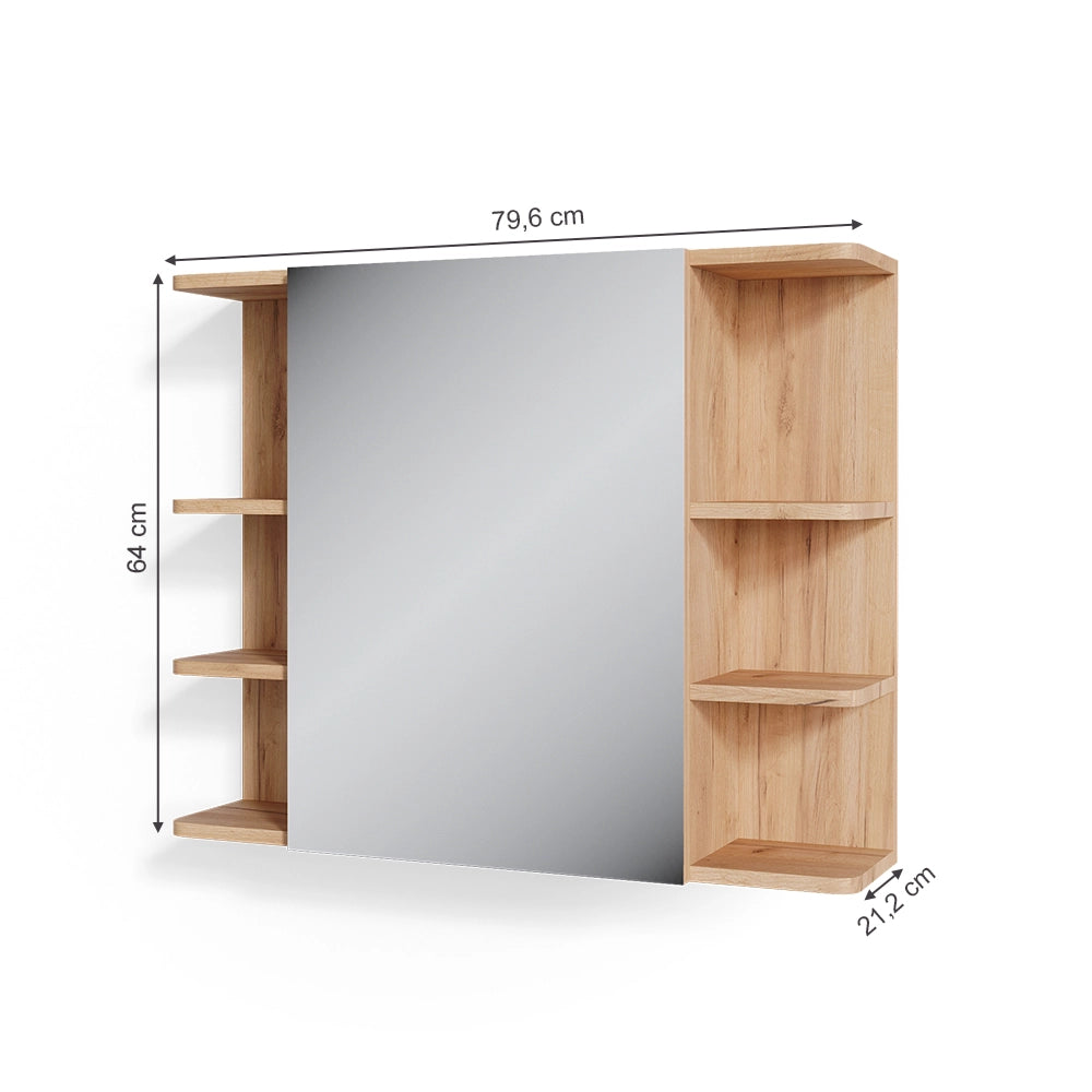 Vicco Specchio contenitore bagno Rovere 79.6 x 64 cm