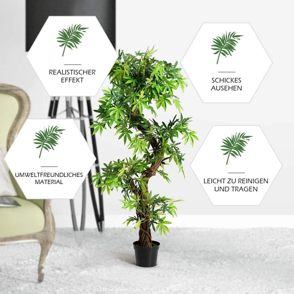 Bonsai Artificiale, Albero per Interni, Pianta Artificiale con Vaso, Albero Decorativo, Ideale per Casa, Ufficio, Ristorante (160 x 19 x 19 cm)