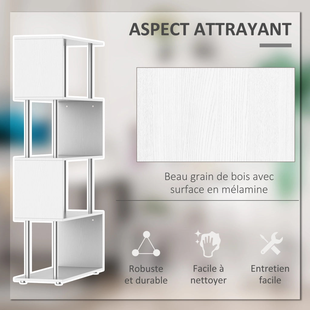 Libreria Scaffale Design Moderno 4 Ripiani ¨C zephmum ¨C Bianco 80x30x145 cm