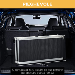 Rampa per Sedia a Rotelle Pieghevole e Antiscivolo 152x73 cm Capacità 272 kg in Alluminio