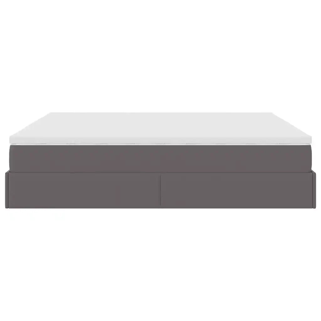 Struttura Letto Pouf con Materasso Grigio 180x200 cm Similpelle 3311054