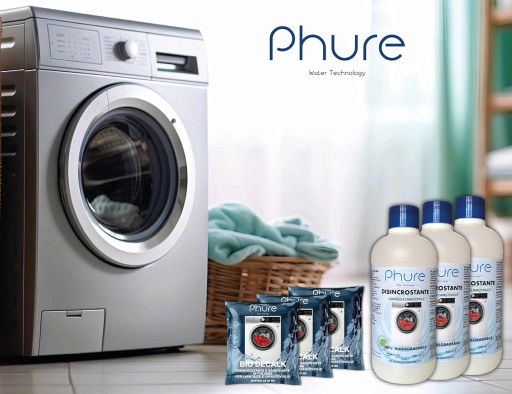 PHURE BIO DECALK Cura Lavatrice, Disincrostante, Decalcificante, Sgrassante e detergente universale per lavastoviglie e lavatrice naturale e biocompatibile 500ml