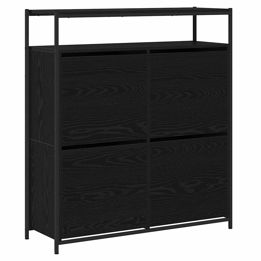 Mobile per scarpe con lo scaffale-Scarpiera Rovere Nero 100 x 34 x 112 cm
