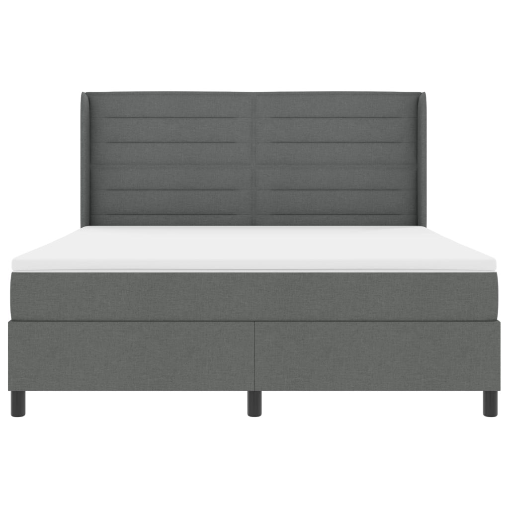 letto a box spring  con materasso grigio scuro 180x200 cm in tessuto