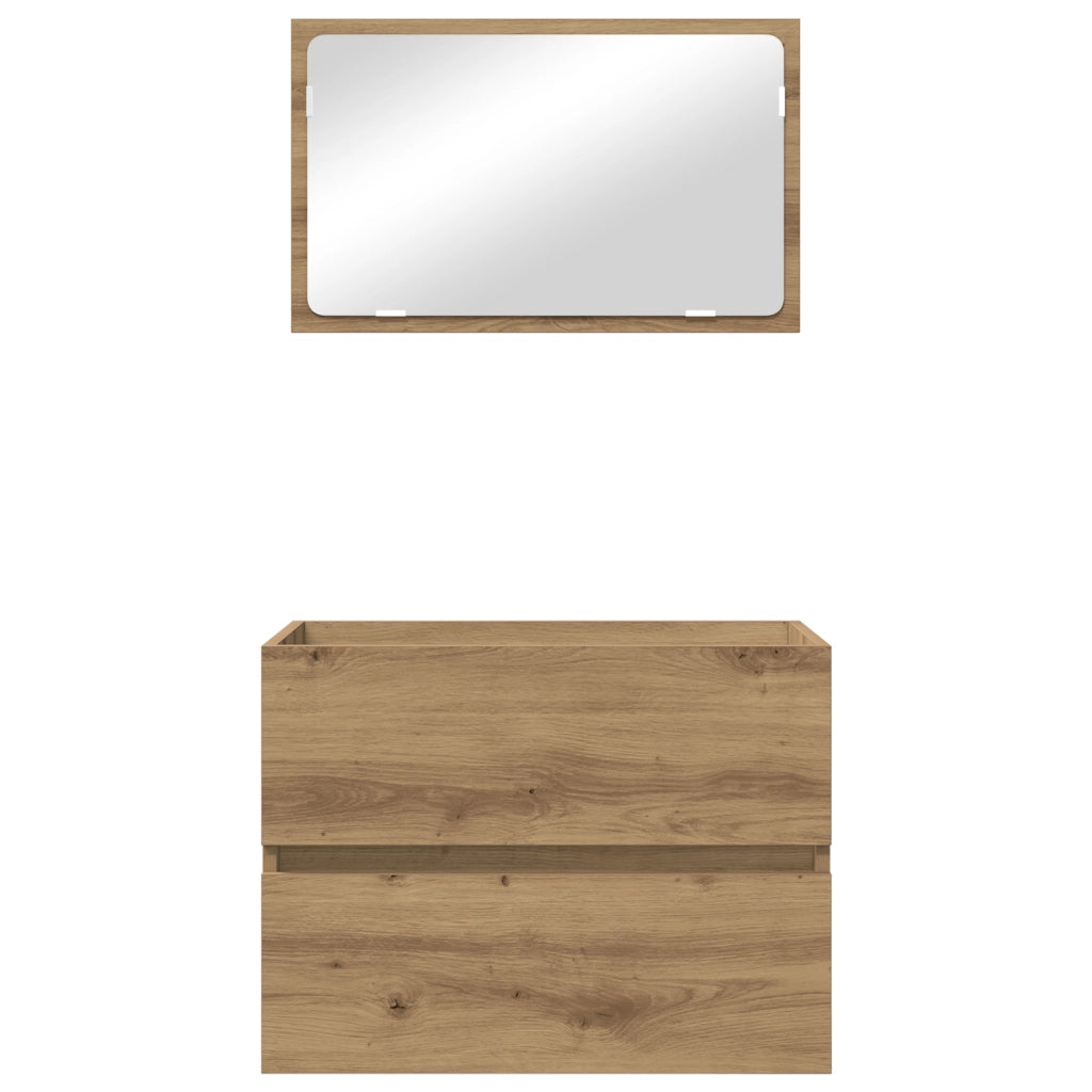 Set di mobili per il bagno 2 pezzi in rovere artigianale e legno ingegnerizzato