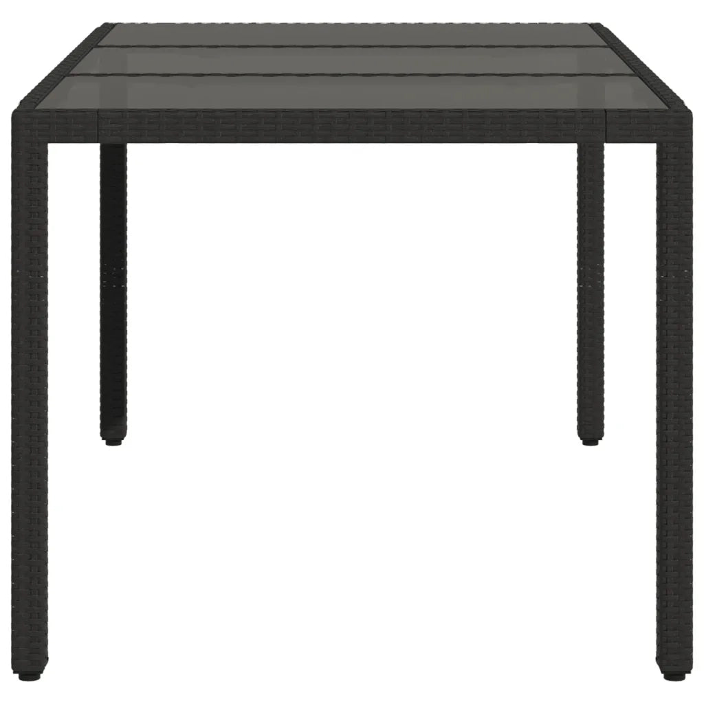 Tavolo da Giardino Piano in Vetro Nero 150x90x75 cm Polyrattan 365531