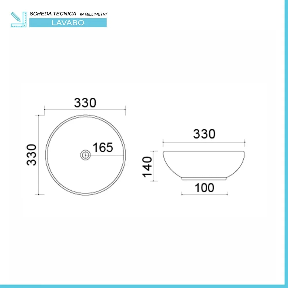 Lavabo da appoggio a ciotola 33 cm grigio cemento in ceramica  Espeon