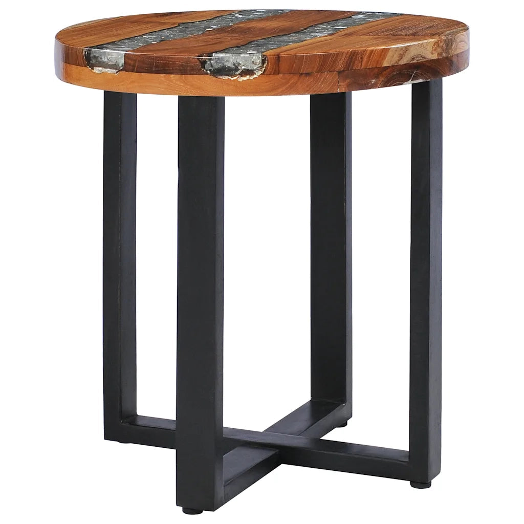 Tavolino da Salotto 40x45 cm Legno Massello Teak e Poliresina 281652