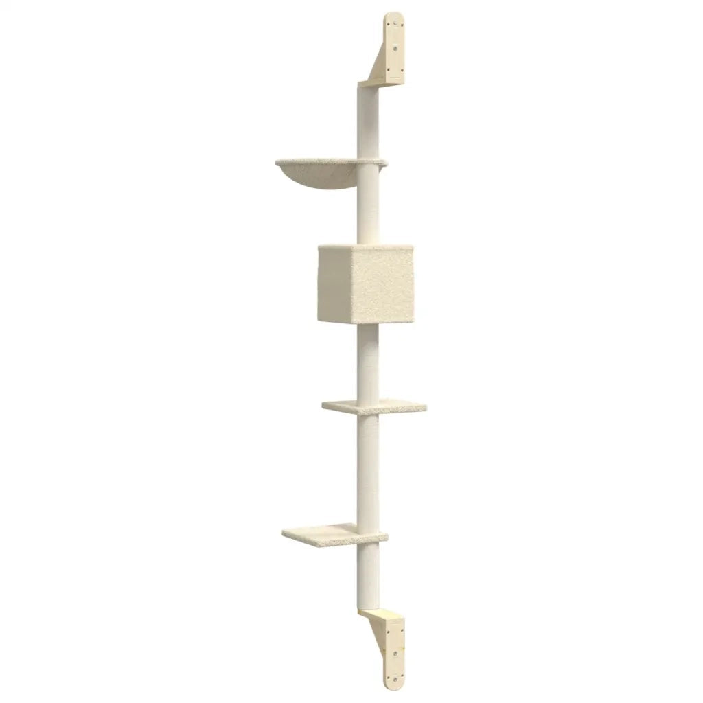 vidaXL Albero per Gatti con Tiragraffi a Parete Crema 187 cm