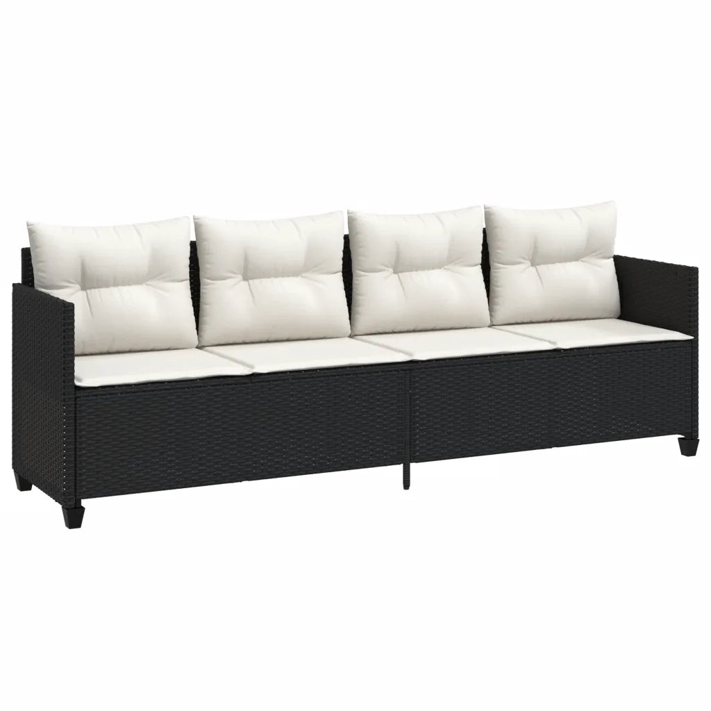 Set Divani da Giardino 5 pz | Set Salotto da Giardino con Cuscini in Polyrattan Nero