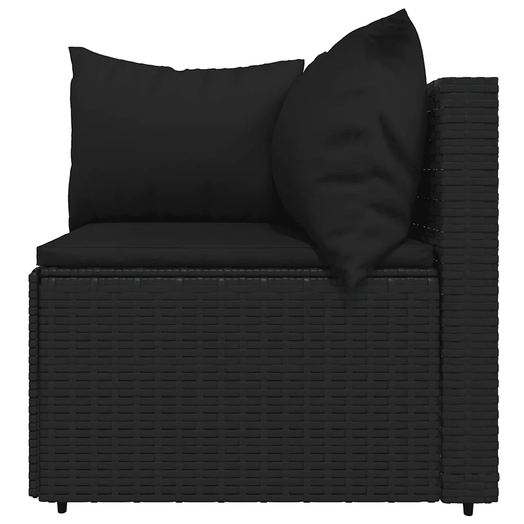Set Divani da Giardino 3 pz con Cuscini Nero in Polyrattan 319780