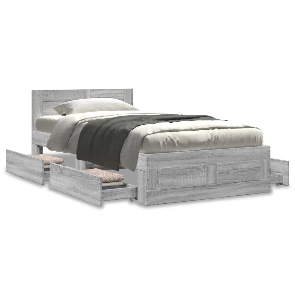 Giroletto con Testiera Grigio Sonoma 75x190cm Legno Multistrato 3295623