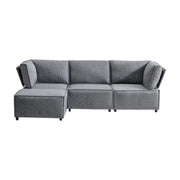 Divano angolare modulare convertibile con funzione letto e composizione flessibile in tessuto grigio chiaro