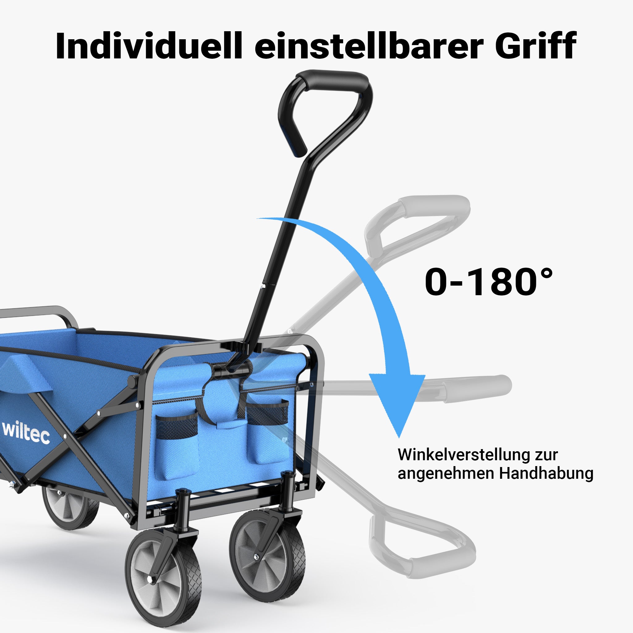 Carretto a mano pieghevole, max 68 kg, tessuto impermeabile blu, Carrello