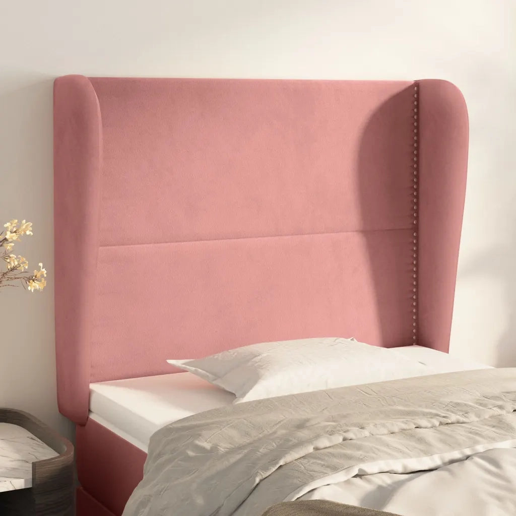 Testiera | Testata ad Orecchio Rosa 103x23x118/128 cm in Velluto