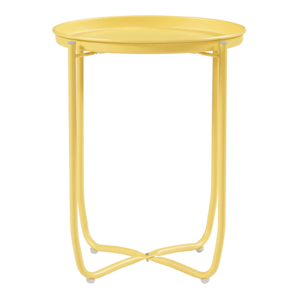 Tavolino da caffè con consolle laterale e piano in acciaio rimovibile 53 x 40 cm giallo 03_0010761