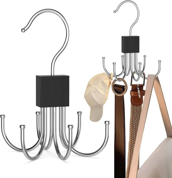 2 pezzi di riemhangers rotanti a 360° - Organizzatore per armadio - Soluzione di archiviazione rotativa a 360° - per sciarpe, borse e giacche - Sistema di organizzazione spaziale in metallo - Adatto per armadio o camera da letto studentesca