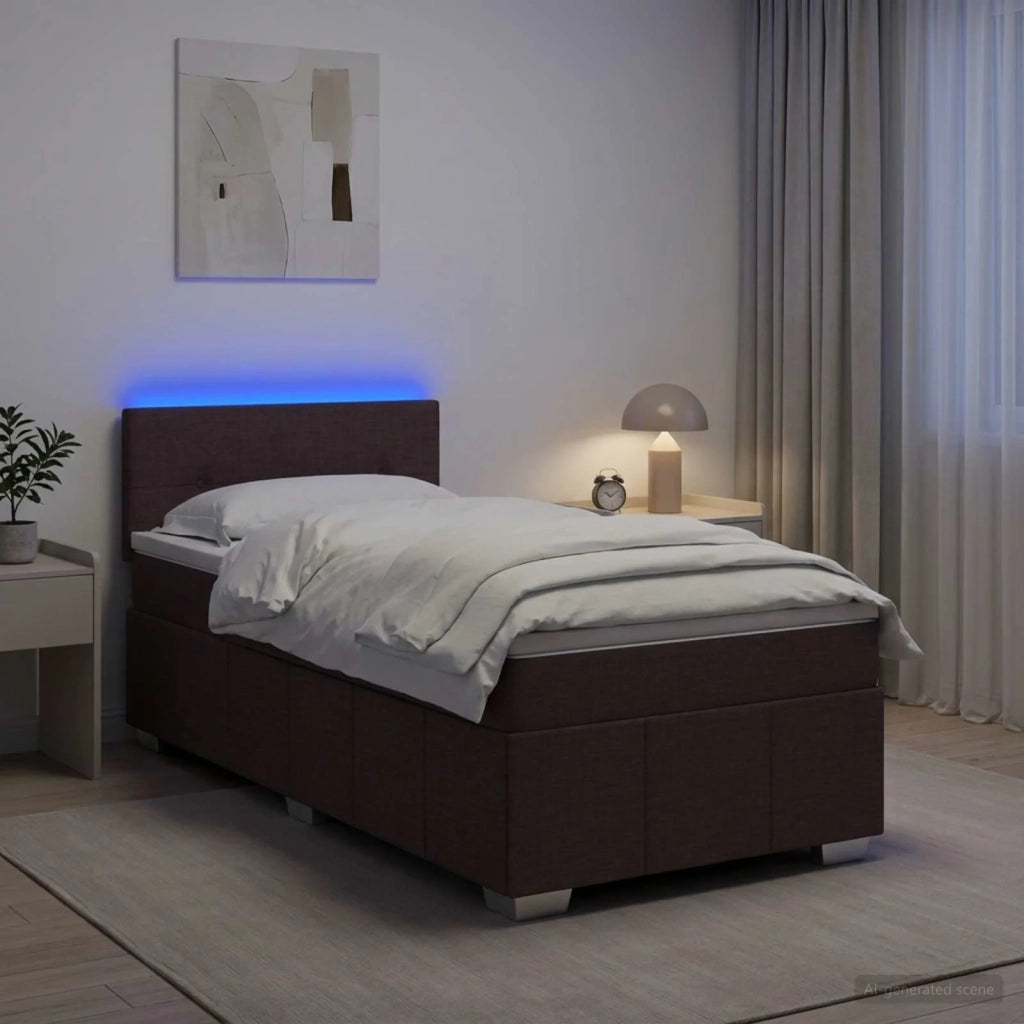 Letto box spring con materasso Marrone Scuro 90 x 200 cm 3452589