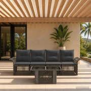 Set Divano da Giardino 5 pz Grigio e Grigio Scuro polyrattan 3436589