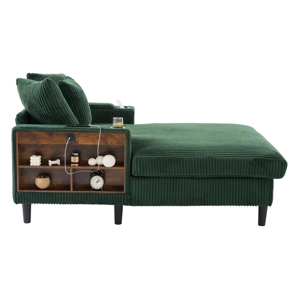 Cord-Lounge multifunzionale con Chaise Longue - Zephmum - Ampia superficie, porta bevande, LED, tasche laterali, spazio di archiviazione, porta USB