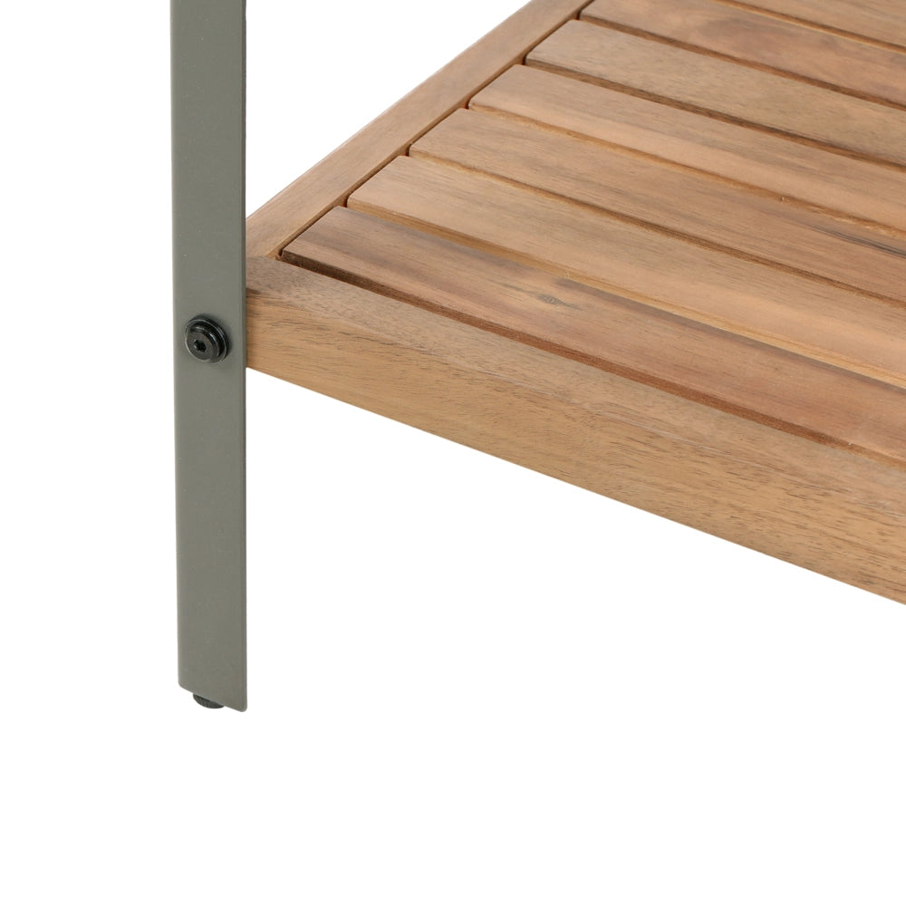 Isola da cucina per esterni in legno di acacia marrone 2 ripiani con top 50 x 50 x 92 cm Giardino cucina pranzo