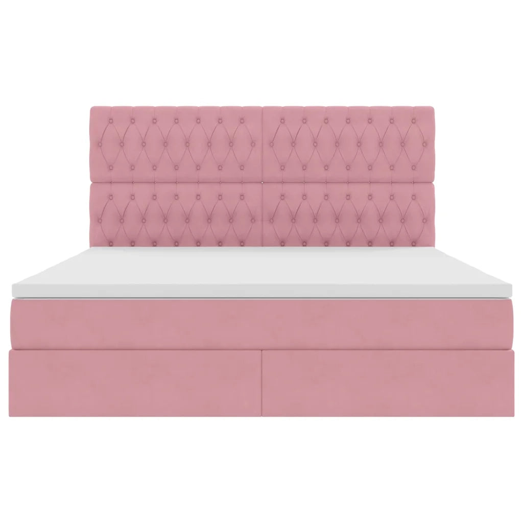 Letto con contenitore e materasso Rosa 160 x 200 cm Velluto