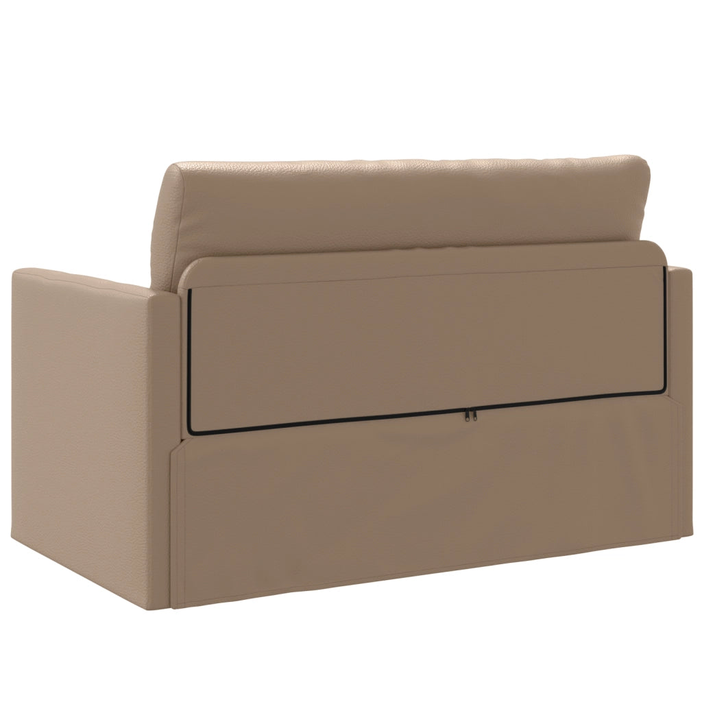 Divano Letto a Pavimento 2-in-1 Cappuccino 124x71x78 cm Pelle Sintetica