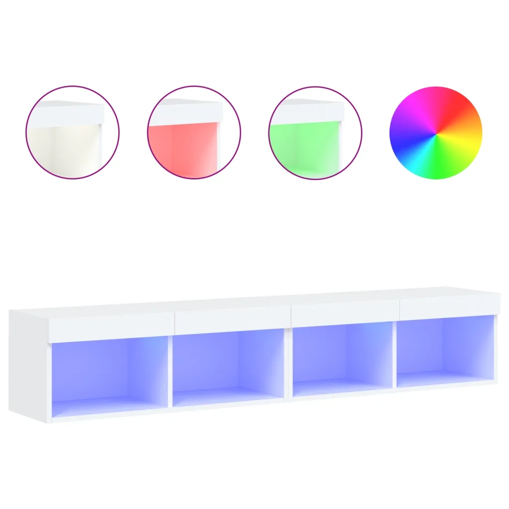Mobili Porta TV con Luci LED 2 pz-Set di 2 Credenza per TV Bianchi 80x30x30 cm
