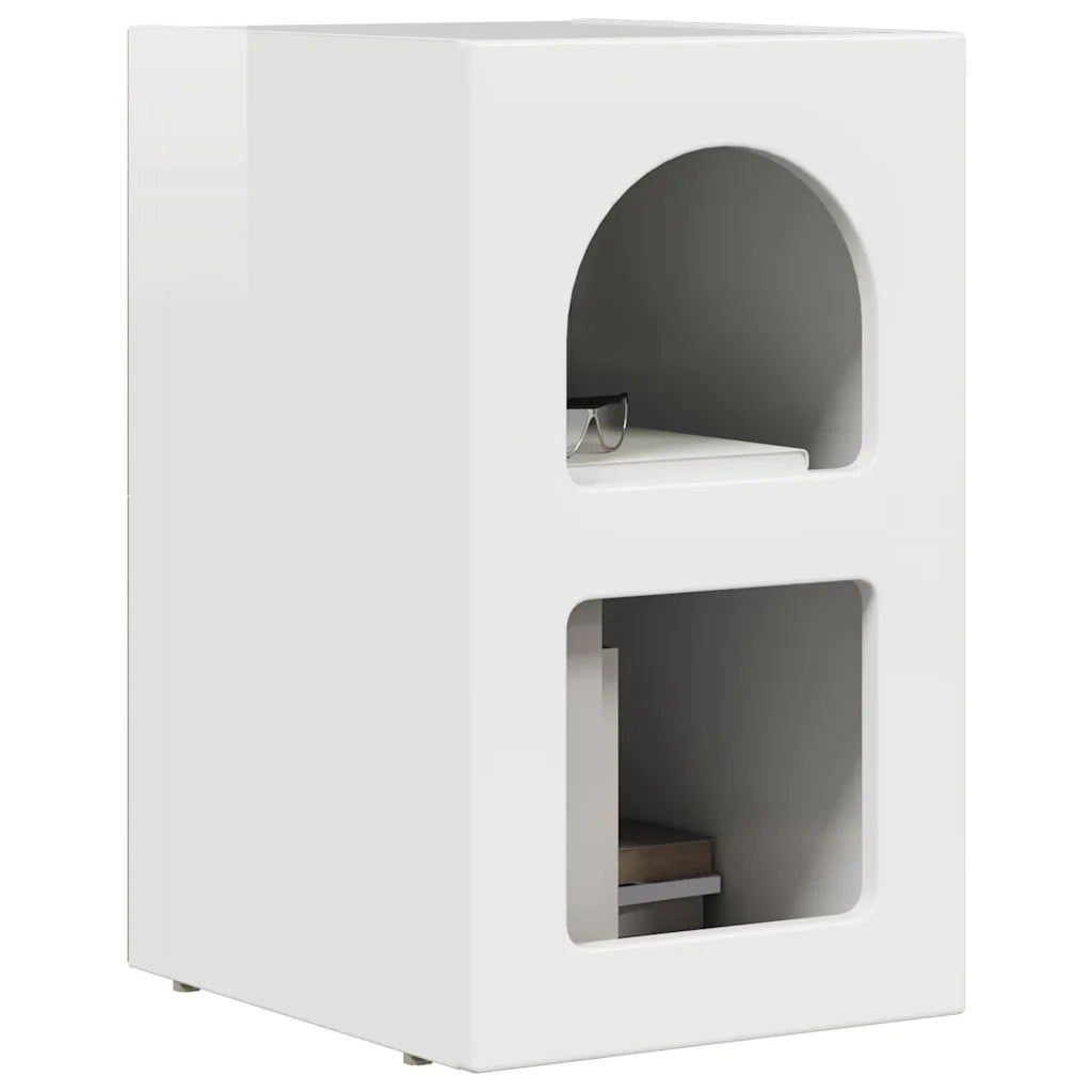 Comodino Bianco Lucido 29,5 x 33,5 x 50 cm Legno multistrato