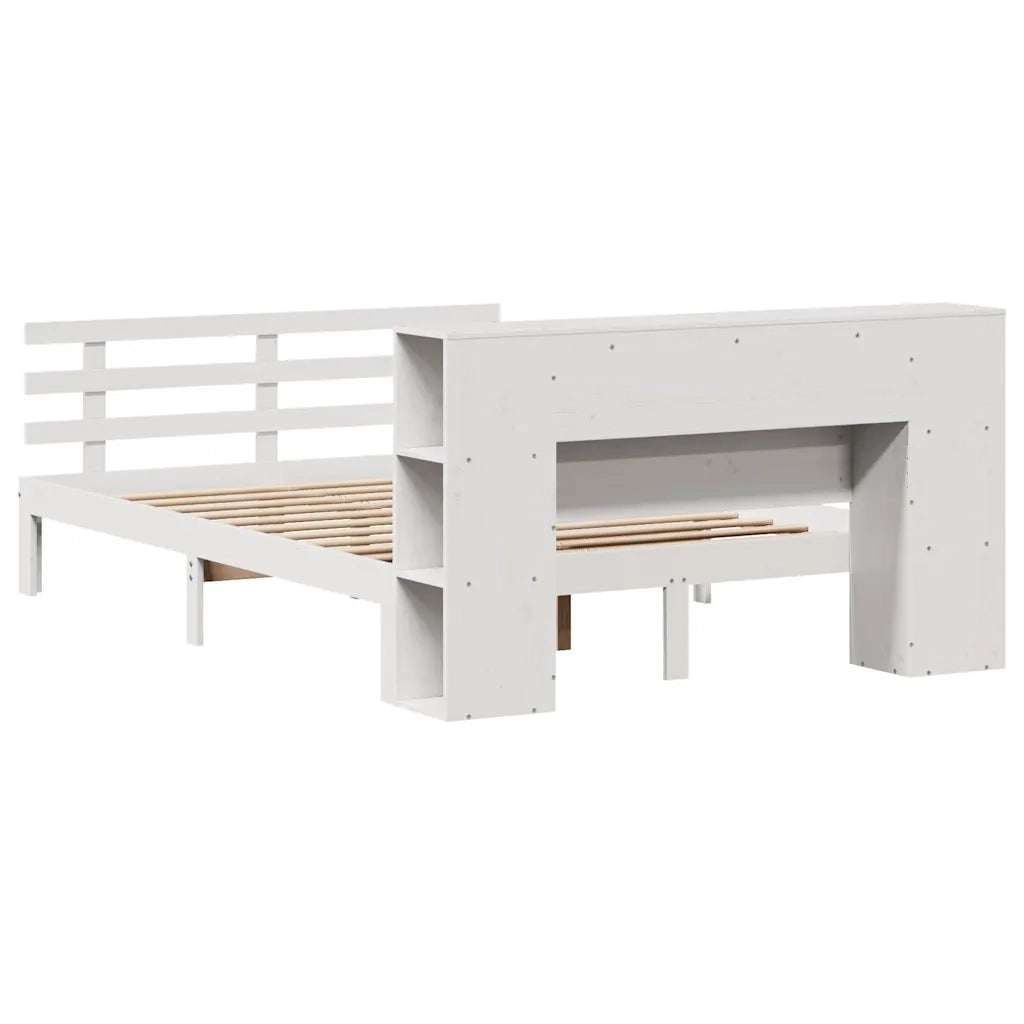 Letto Libreria senza Materasso Bianco 150x200 cm Legno di Pino 3322713