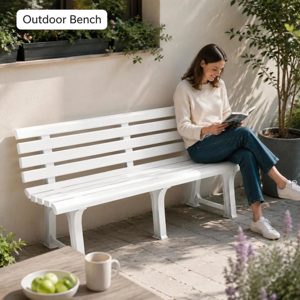 Garden Bench 145.5 Cm Plastic White
