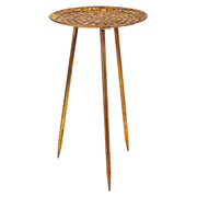 Tavolino angolare in metallo dorato 34,5x34,5x59h