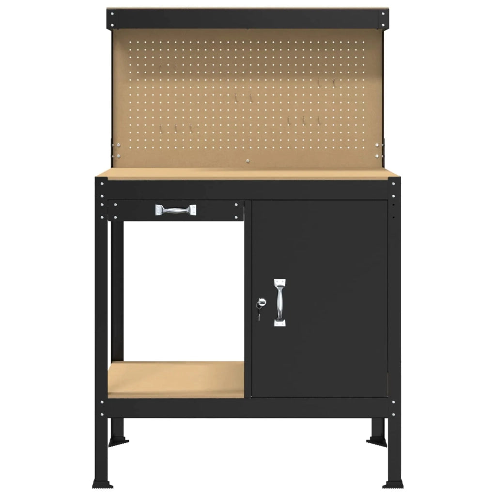 Banco da lavoro con cassetto con blocco Nero 90 x 49 x 141 cm