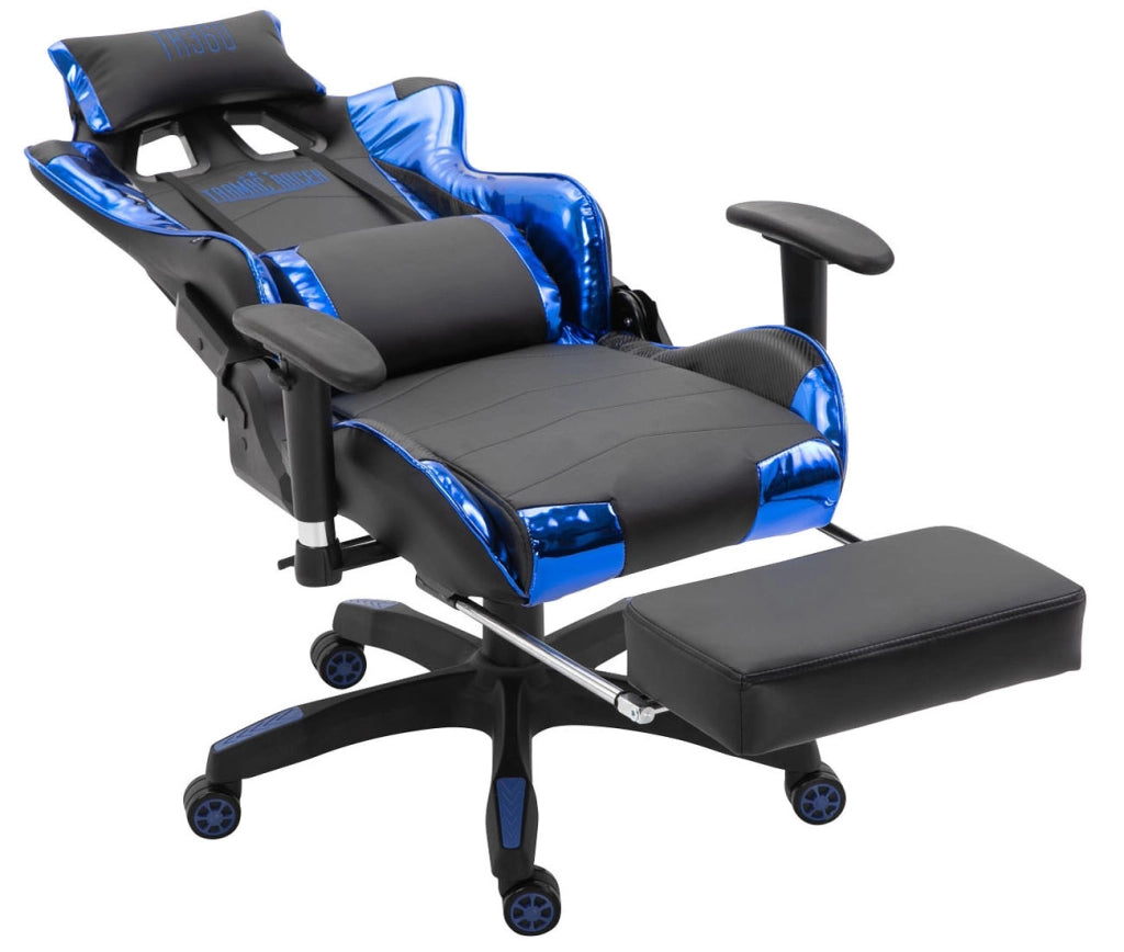 Sedia gaming ufficio Turbo Nero/blu,Finta pelle (metallizzata)