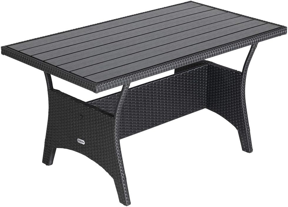Gruppo Mobili da Esterno Giardino Polyrattan Salottino Lounge in WPC Tavolo Panca Angolo Sgabello Poltrona 9 Persone