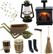 Miniatura di camino a gas per natale con luce per case di bambole - accessori per gnomi - set di accessori natalizi