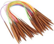 Set di Aghi da Maglia Circolari a Colori Multicolori - Aghi a Doppia Anello in Bambù Bruciato per Maglia (40cm)