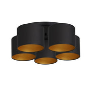 Plafoniera Luminex Arden nera opaca oro 5 luci E27