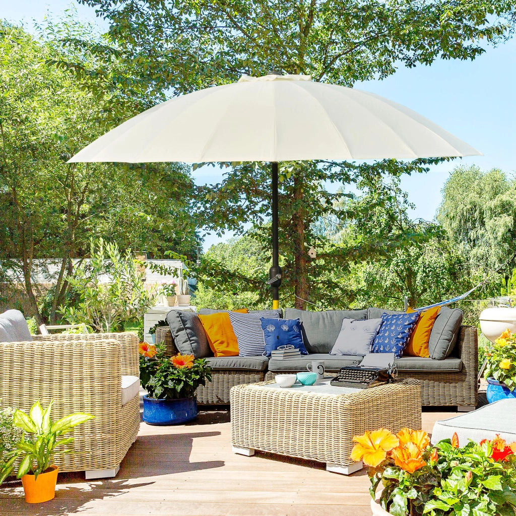 Parasole da giardino rotondo inclinabile ¨C zephmum ¨C 2.5 m beige metallo fibra di vetro