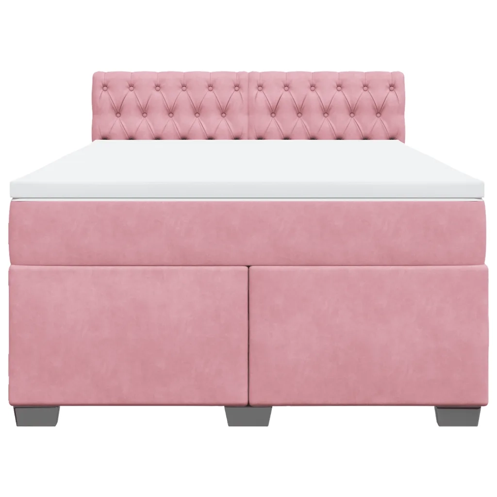 Giroletto a Molle con Materasso Rosa 160x200 cm in Velluto