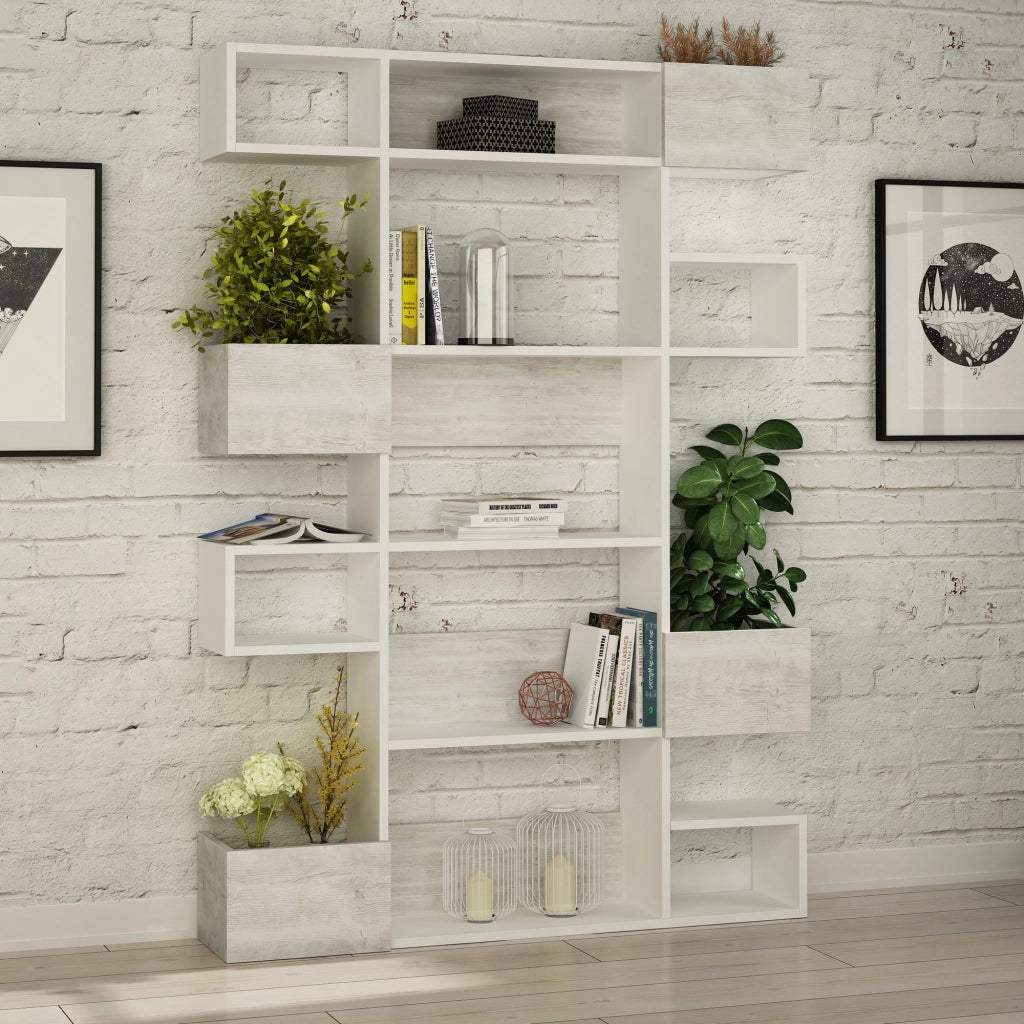 Libreria in legno "Niho" 120 x 27 x 171 cm - Bianco