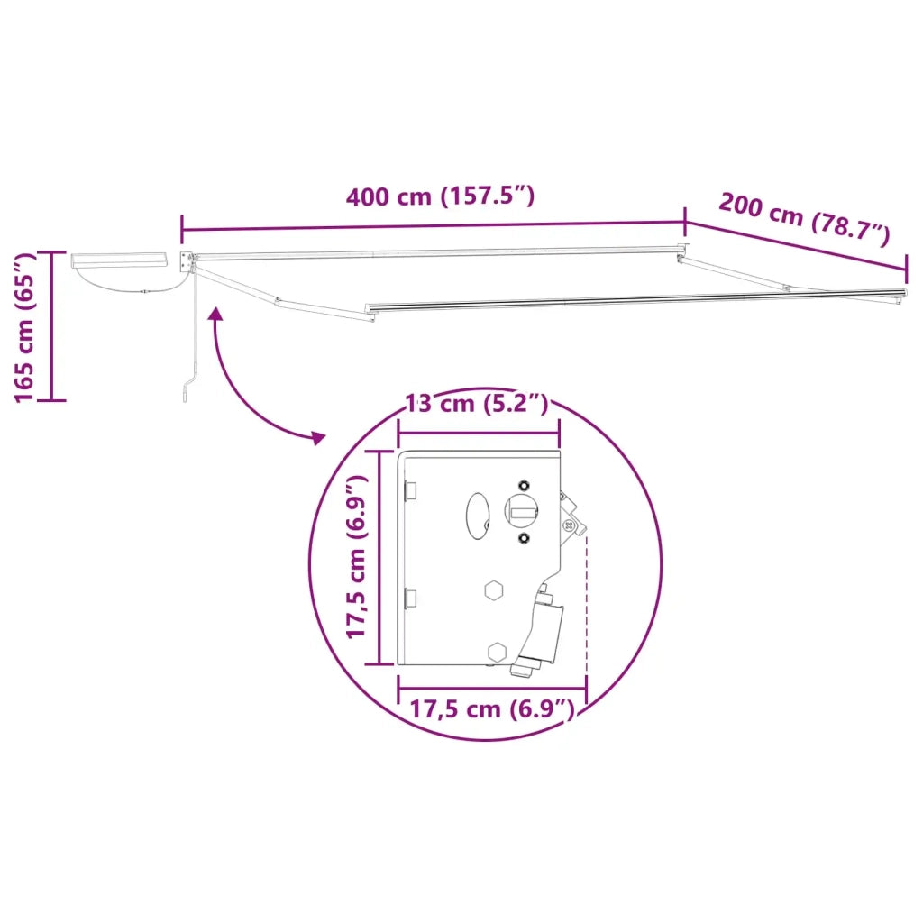 Struttura della tenda elettrica retrattile Bianco 4 x 2 m