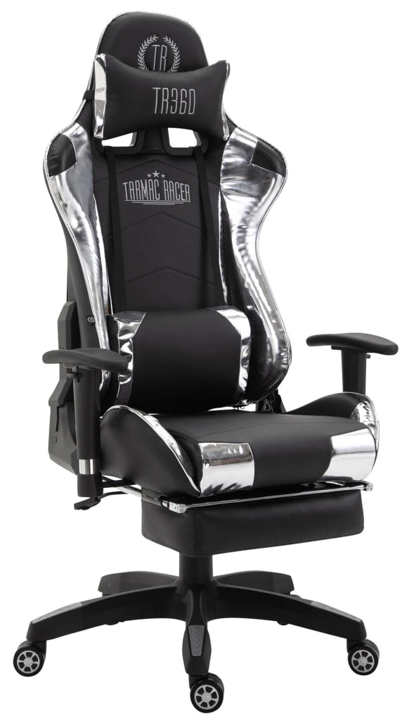 Sedia gaming ufficio Turbo bianco/nero,Finta pelle (metallizzata)