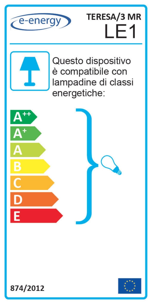 Lampadario 3xE14 Montatura Marrone Oro Vetro Spugnato Bianco E-Energy Teresa