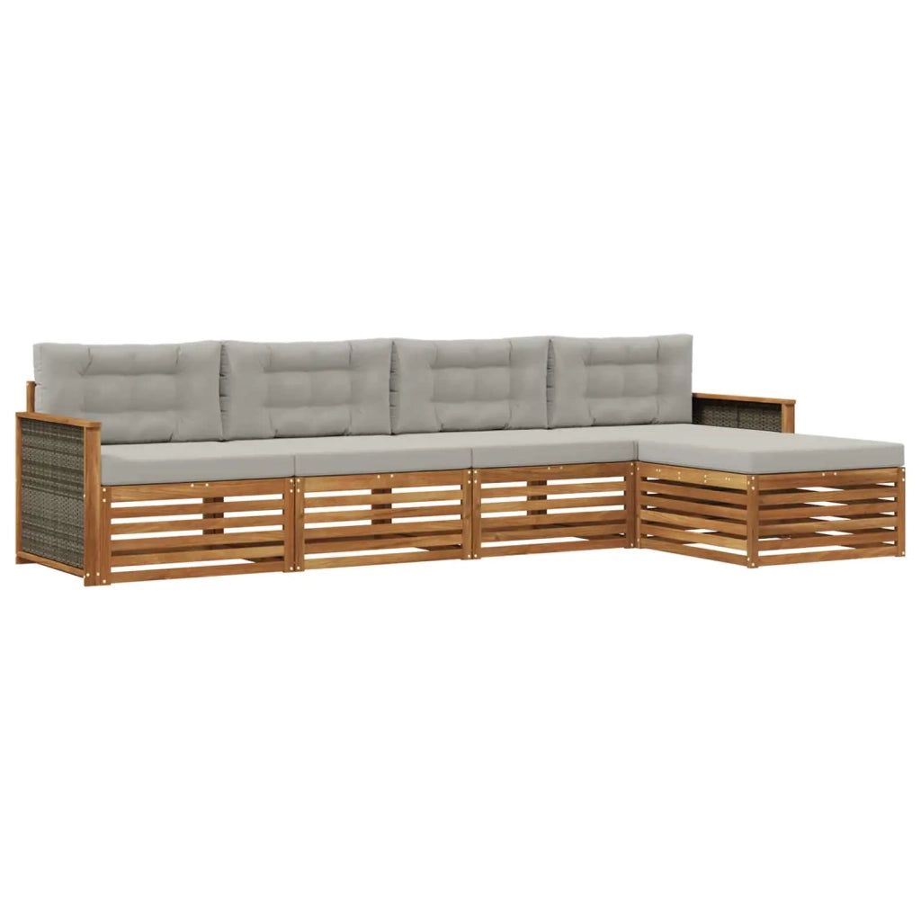 Set di divani da esterno 5 pz Naturale e Grigio Chiaro 3383229